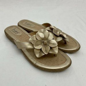 BOC By Born Size 8 EU 39 Gold Flower Thong Sandals Flat Flip Flops Womens